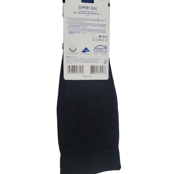 BIRKENSTOCK MENS BLACK COTTON POLY ELASTANE FOOTBED COMFORT SOLE SOCKS US M6-M8 - Picture 6 of 7